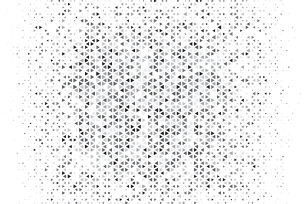 现代银灰色三角形半调网格图案，带有柔和散落的几何元素，适用于工业科技背景的矢量插画图片下载