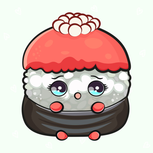 可爱的动漫寿司插画，大眼睛哭泣图片下载