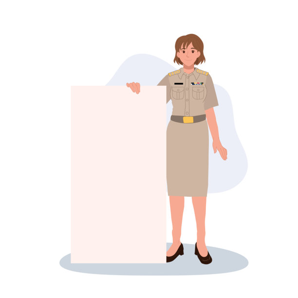 手持空白公告牌的女性政府官员插画，留有复制空间图片下载