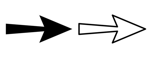 抽象黑色右箭头插画集，包含实心和轮廓样式，用于导航设计的粗体几何方向符号，界面的指针图标，信息图元素，标牌，品牌设计图片下载