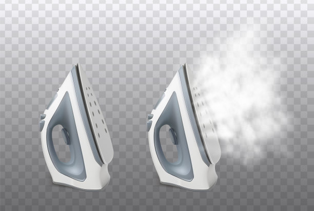 3d写实矢量图标插画。熨斗侧面和正面视图。孤立在白色背景上。图片下载