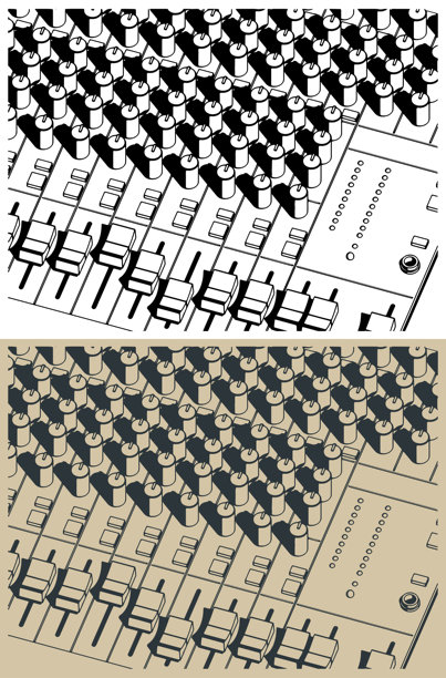 专业音频调音台特写插画图片下载
