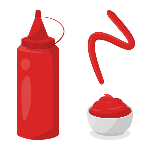 番茄酱挤压瓶的插画图片下载