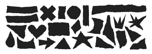 锯齿状撕裂纸张拼贴，粗糙剪纸形状矢量插画图片下载