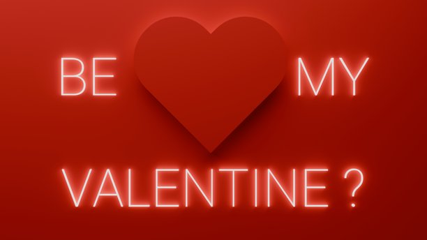 做我的情人卡片。浪漫的情人节概念，3D横幅爱情概念插画图片下载