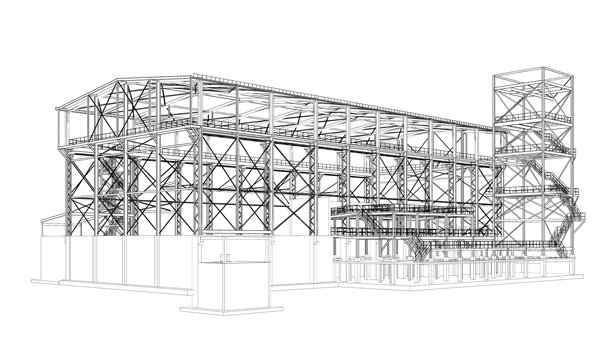 建筑结构的3D插画图片下载