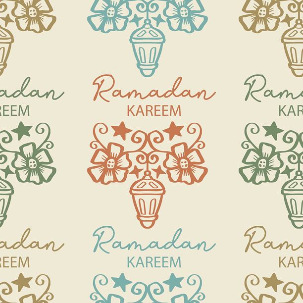 手绘灯笼的无缝图案。斋月吉祥背景。矢量插图。图片下载