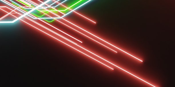 霓虹灯线条，科技，网络，抽象背景，3D插画图片下载