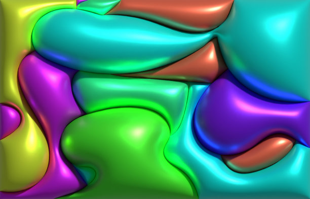 抽象充气造型，色彩鲜艳，表面光泽，三维渲染插画图片下载