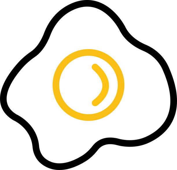 线条风格的鸡蛋图标，扁平化设计。餐厅烹饪用的鸡蛋、太阳蛋、煎蛋卷、煎蛋符号。煎蛋线条图标。早餐、蛋黄、蛋白质。农场食品概念，用于有机营养。图片下载