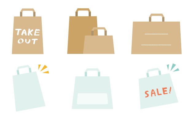 纸购物袋插画边框套装图片下载