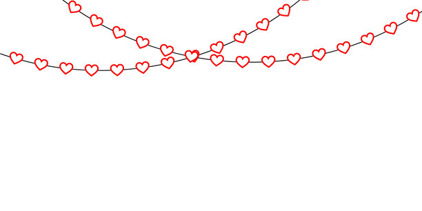 红心花环在白色背景上悬挂，具有极简浪漫风格和留白空间，非常适合情人节贺卡设计、婚礼请柬、爱情海报和庆祝活动矢量插画图片下载
