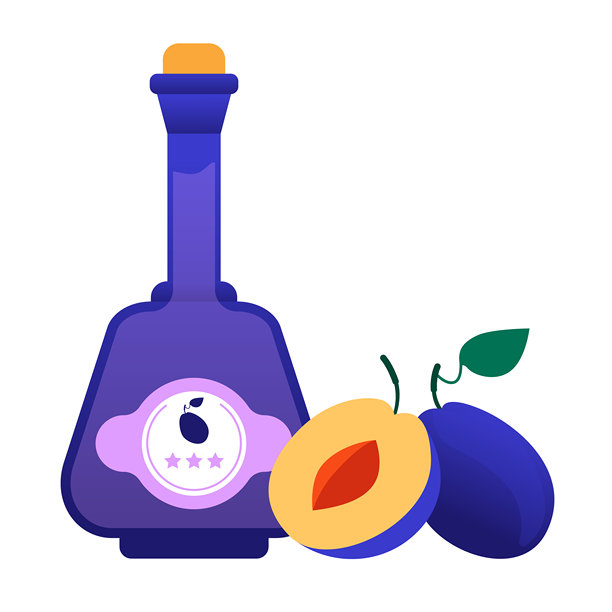 烈酒瓶 - 色彩丰富的扁平化设计风格插画图片下载