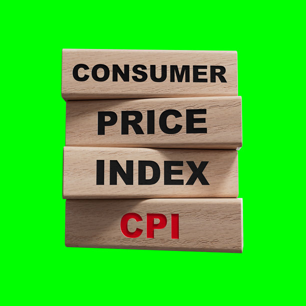 CPI - 消费者物价指数符号。木块上的CPI概念词。商业与CPI概念。复制空间。用于素材和剪辑路径的绿色屏幕3D渲染。图片下载