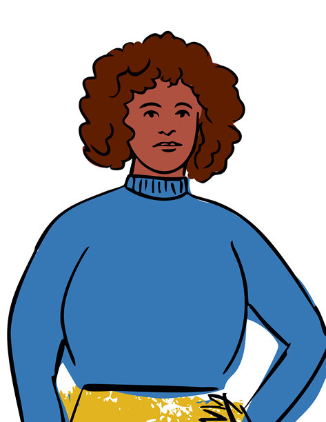 复古风格的手绘女性，孤立在透明背景上图片下载