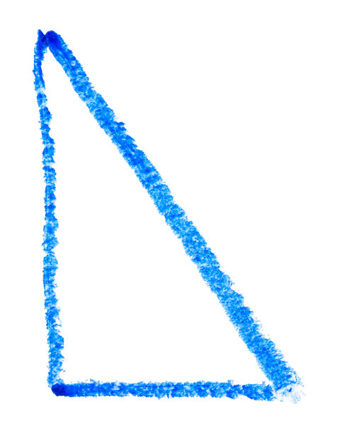 手绘蓝色空心三角形，儿童蜡笔风格的简约插画，孤例图片下载