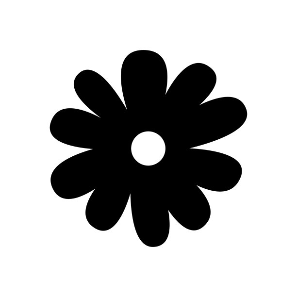 花朵图标。黑色剪影。正面视图。矢量简约扁平化图形插画。孤立在白色背景上的对象。图片下载