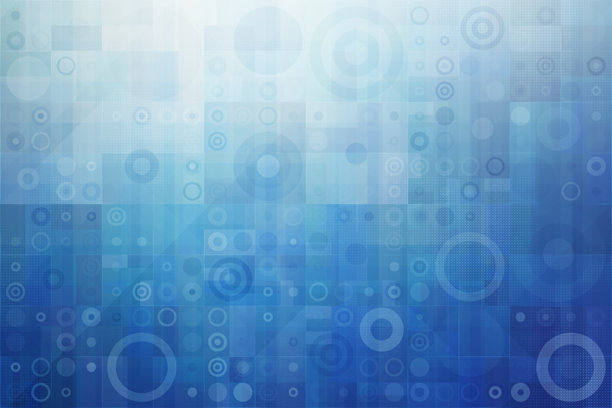 抽象蓝色几何图案，重叠的圆圈和正方形，未来数字网络风格插画图片下载