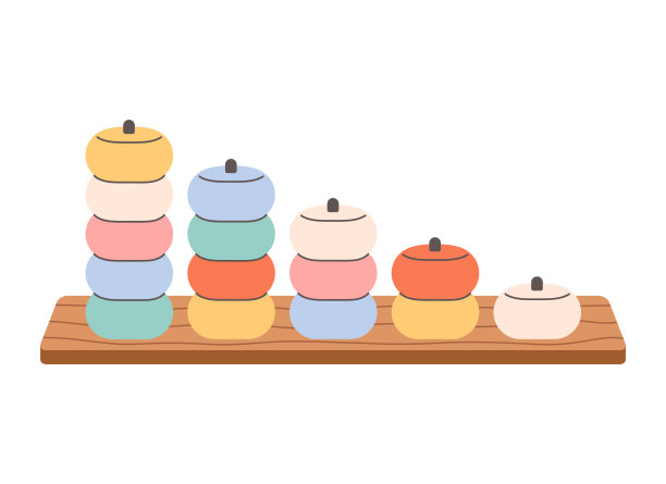 面向幼儿的教育游戏，旨在锻炼运动技能和逻辑思维，属于学前活动概念。蒙台梭利婴儿和幼儿游戏，扁平化矢量插画图片下载