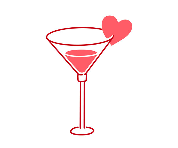 情人节鸡尾酒插画。红色饮品图标。贺卡、包装纸、贴纸、派对请柬的装饰元素。图片下载