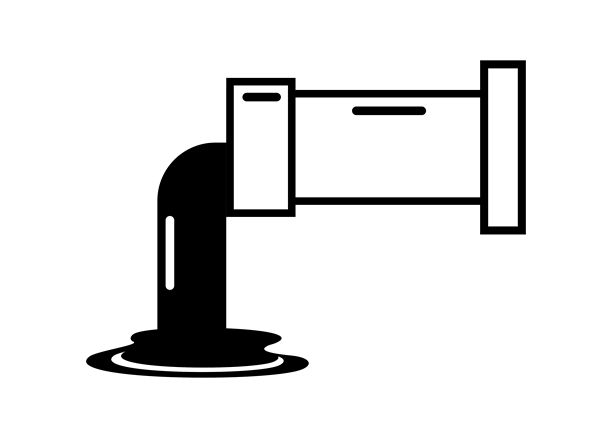 污水管道和废水。黑白简约插画。图片下载