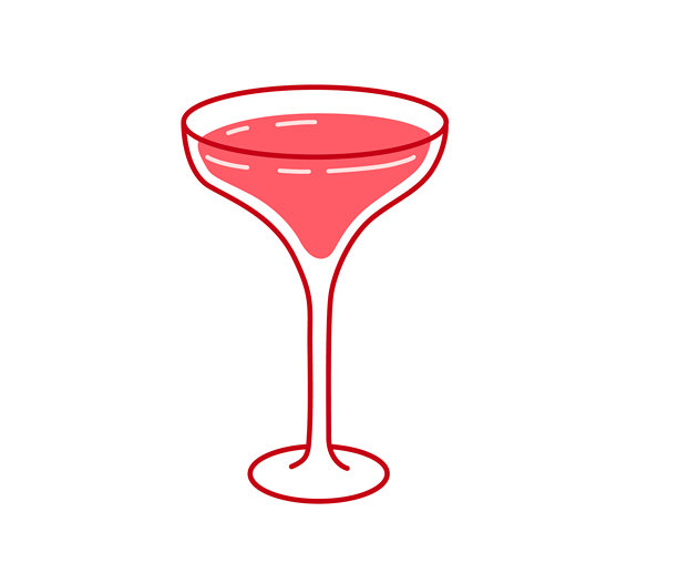情人节鸡尾酒插画。红色饮品图标。贺卡、包装纸、贴纸、派对请柬的装饰元素。图片下载