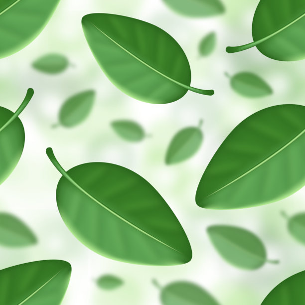 3D矢量叶子无缝图案。手绘矢量插画图片下载