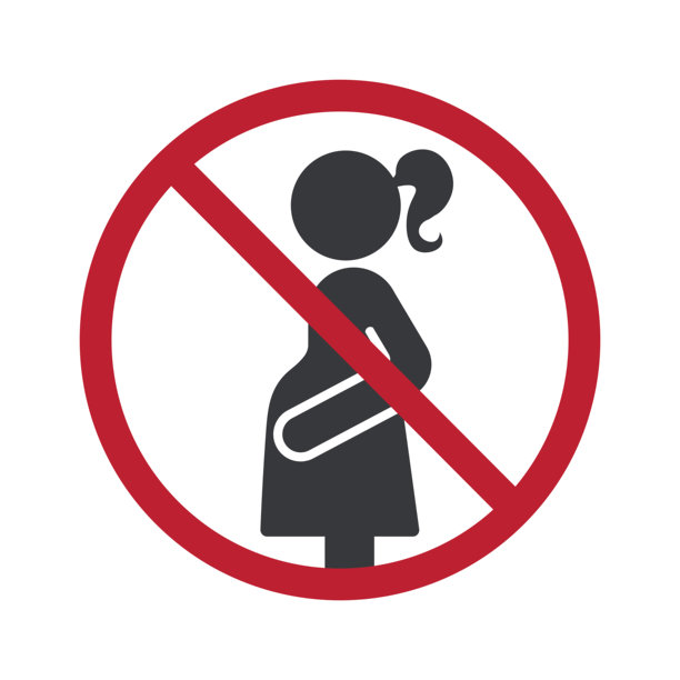 隔离的孕妇标志，扎着马尾辫，象征着食物限制、禁止入内、安全规定和母性保护意识。图片下载