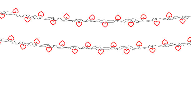 带有干净文本空间的浪漫红色心形花环边框，白色背景，非常适合情人节贺卡、婚礼请柬设计、爱情海报和节日矢量模板图片下载