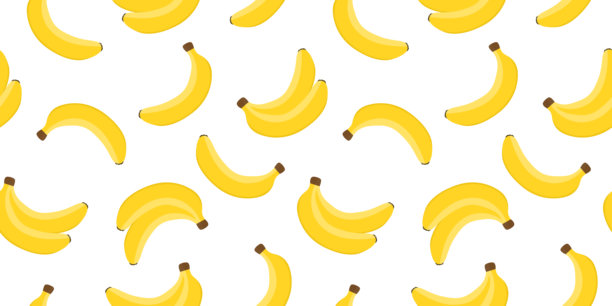 香蕉无缝图案。夏日时尚背景。水果纹理。美食艺术。热带壁纸。彩色卡通贴纸。生日设计。庆祝派对。可爱布料。矢量插画图片下载