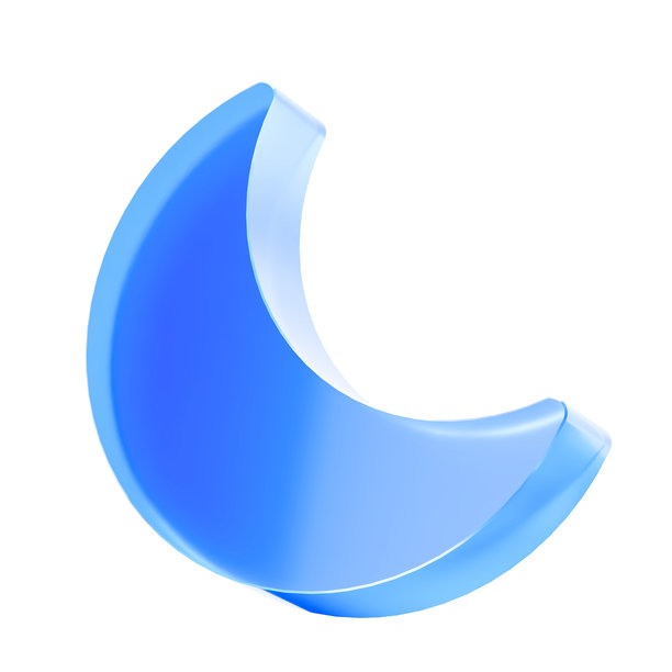 3D玻璃月亮图标，夜间模式暗黑主题和睡眠概念。透明液体玻璃图标，玻璃拟态图标，晶莹剔透。3D插画。图片下载