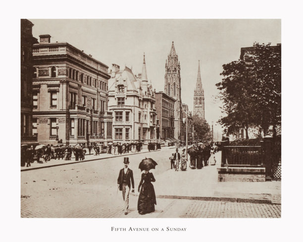 1891年出版的纽约市第五大道周日历史照片图片下载