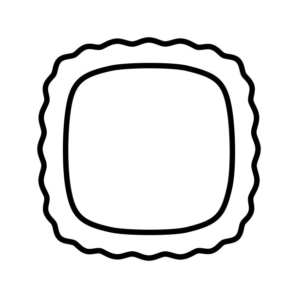 带波浪边缘的方形边框。带曲线边框的图片、照片或镜子晕影。空白框、标签、邮票或标签模板。矢量图形插图图片下载