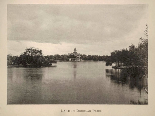 道格拉斯公园的湖泊，芝加哥伊利诺伊州历史照片，摄于1892年图片下载