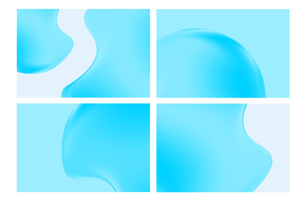 优雅的蓝色液体水质感，带有气泡，渐变背景，留有复制空间。流动的虹彩凝胶团特写，胶原蛋白精华，油状质感。精美的化妆品展示。图片下载