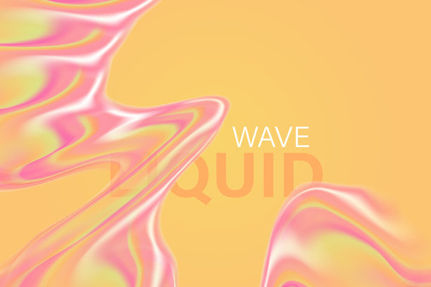 抽象的粉色、绿色、橙色全息液体水波纹，流动的有机液体飞溅纹理背景，留有复制空间。优雅光滑的玻璃形状设计元素装饰。图片下载