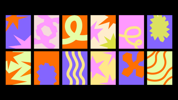 趣味涂鸦形状抽象海报集，包含手绘线条和有机形态。适合创意空间的有趣现代艺术作品。图片下载