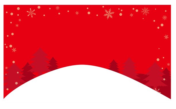 红色背景上的极简雪林插画图片下载