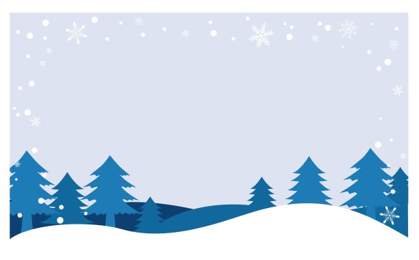 冬季森林景观，浅蓝色背景上的积雪图片下载