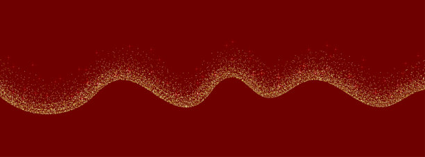 金色波浪纹理。金色波浪图案，孤立在圣诞红色背景上。闪光爆炸纸屑。黄色尘埃叠加。矢量插画，EPS 10。图片下载
