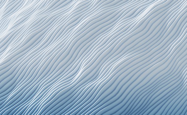 抽象的波浪形态，条纹呈波浪状，抽象波浪壁纸背景，3D渲染插画图片下载