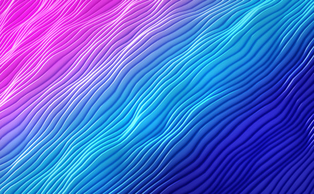 抽象波浪图案，波浪形的条纹，抽象波浪壁纸背景，三维渲染插画图片下载