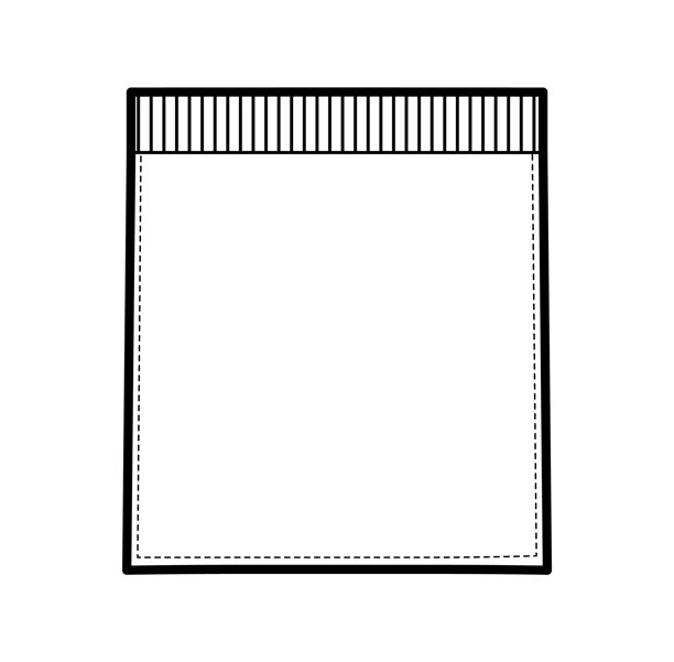 罗纹上衣缝制的方形贴袋，技术时装插画。服装平面模板，正面视图。男女皆宜图片下载