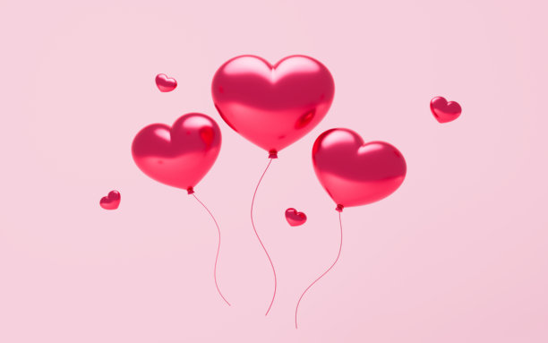 情人节礼物与红心。心形折纸。情人节主题背景。婚礼主题背景。三维渲染。图片下载