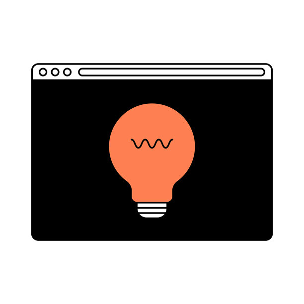 复古风格的网页浏览器，带有灯泡图标符号图片下载