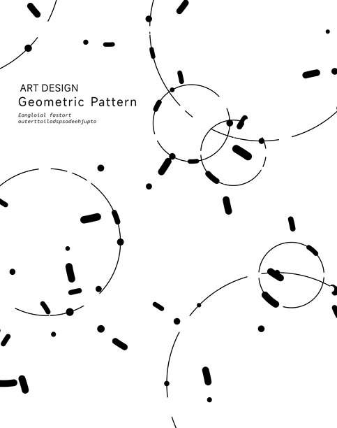 抽象的黑白圆形线条与点状图案设计装饰背景，连接概念素材图片下载