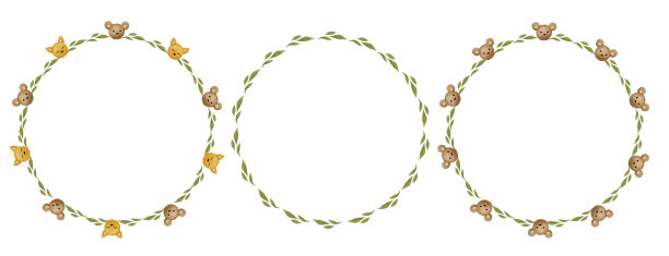 一套粉彩色系的圆形婴儿相框。水彩风格花环，适合生日卡、性别派对、宝宝派对、儿童派对的背景。斯堪的纳维亚、波西米亚、复古风格的贺卡、邀请函。图片下载