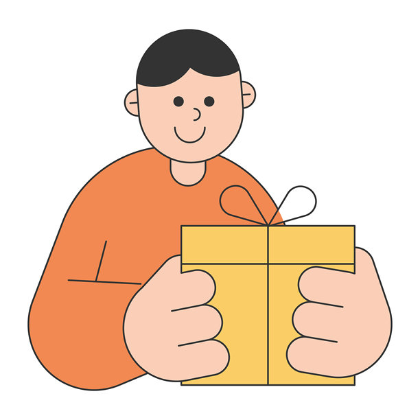 扁平化插画风格人物持礼物盒图片下载