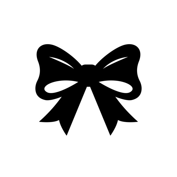 纯色风格的黑色丝带蝴蝶结图标。用于包装、礼物装饰、UI元素、品牌设计、节日和庆祝活动的简约矢量符号。图片下载