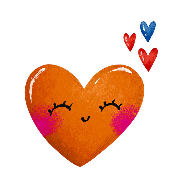 情人节爱心贴纸，坠入爱河，浪漫关系，在一起。手绘孤品插画。漫画卡通角色图片下载
